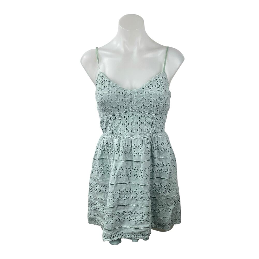 Society Girl Womens Blue Eyelet Embroidered Sleeveless Mini flare A-Line Dress 9